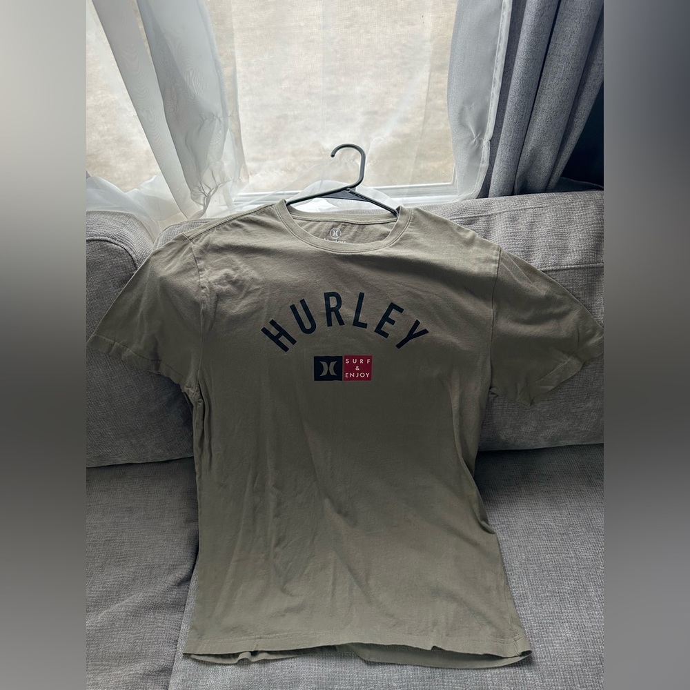 Hurley Olive Short Sleeve Crew Neck Tee with Chest Logo
